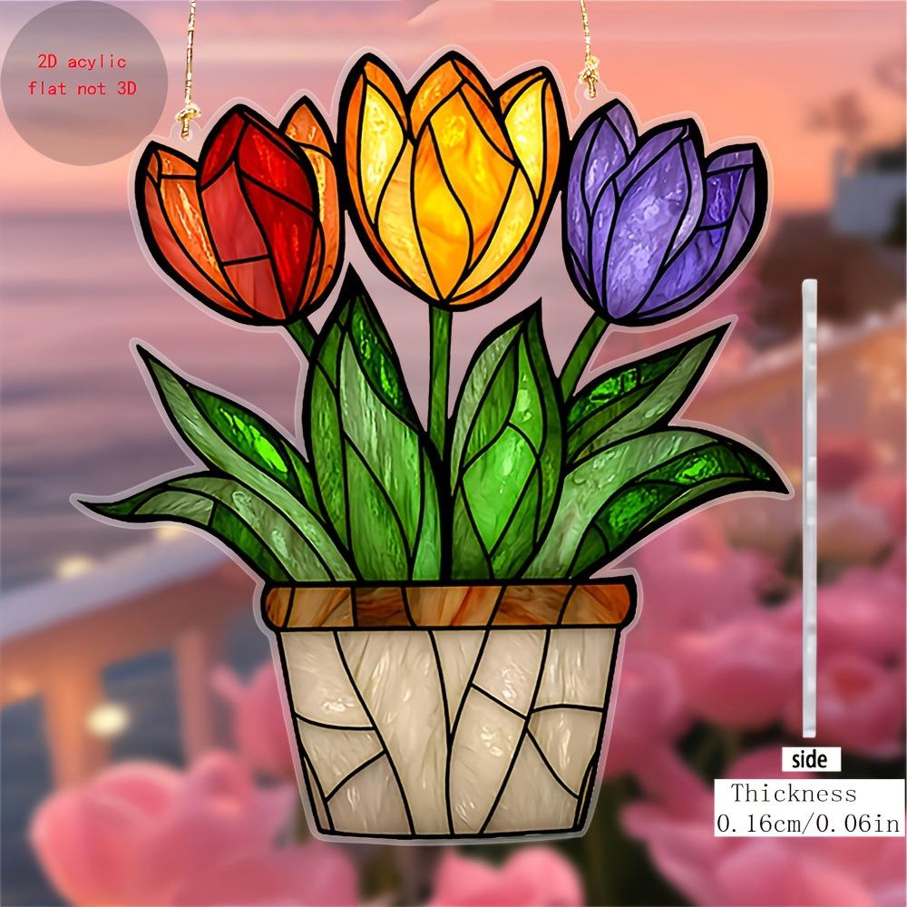 Acryl Blumentopf mit Solar-Fänger Farblicht-Sammler Fensteraufhängung Haus Schlafzimmer Dekor Einzigartiges Weihnachtsgeschenk, Sonnenfänger