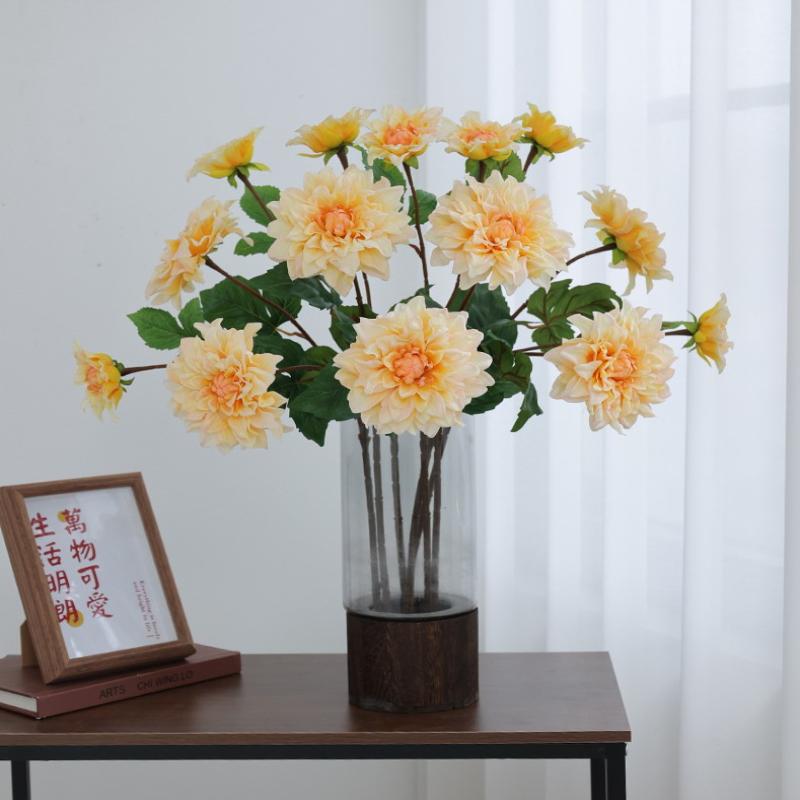 Artificial Wet Feeling Single Dahlia Artificial Flower Home Living Room Decoration Valentine'S Day Wedding Party Decoration