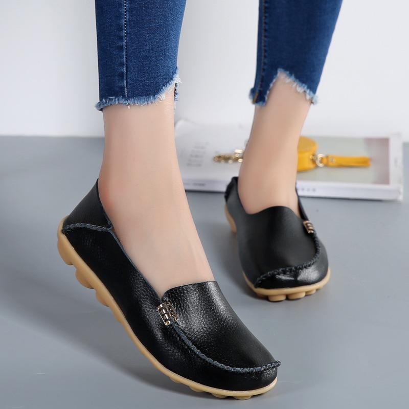 New Casual Shoes Mother Shoes Little White Shoes Two-layer Cowhide Shoes Soft Sole Comfortable Large Size Women's Shoes