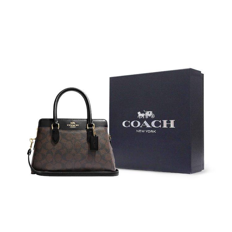 Coach Darcie beschichtete Leinwand und Glattleder Schultertasche, Crossbody-Tasche, Handtasche Mini Damen Schwarz CH174-IMAA8