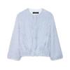 Za New Autumn and Winter Women's Clothing European and American Style Light Blue Round Neck Tassel Jacket 8376857 406