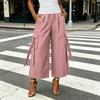 Women High Waist Wide Leg Cargo Pants with Pockets Casual Loose Fit Utility Trousers for Everyday Wear