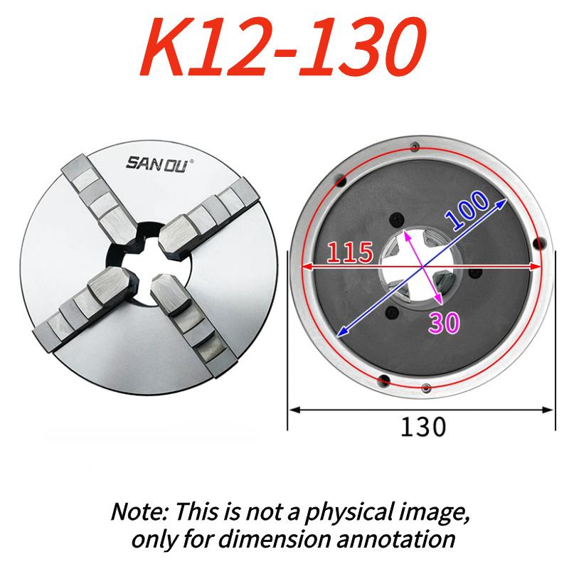 K12 4 Jaw Self-Centering Chuck K12-80 K12-100 K12-125 K12-130 K12-160 K12-165 200 250 Precision CNC Lathe Fixture Scroll Chuck Tire Chucks 1
