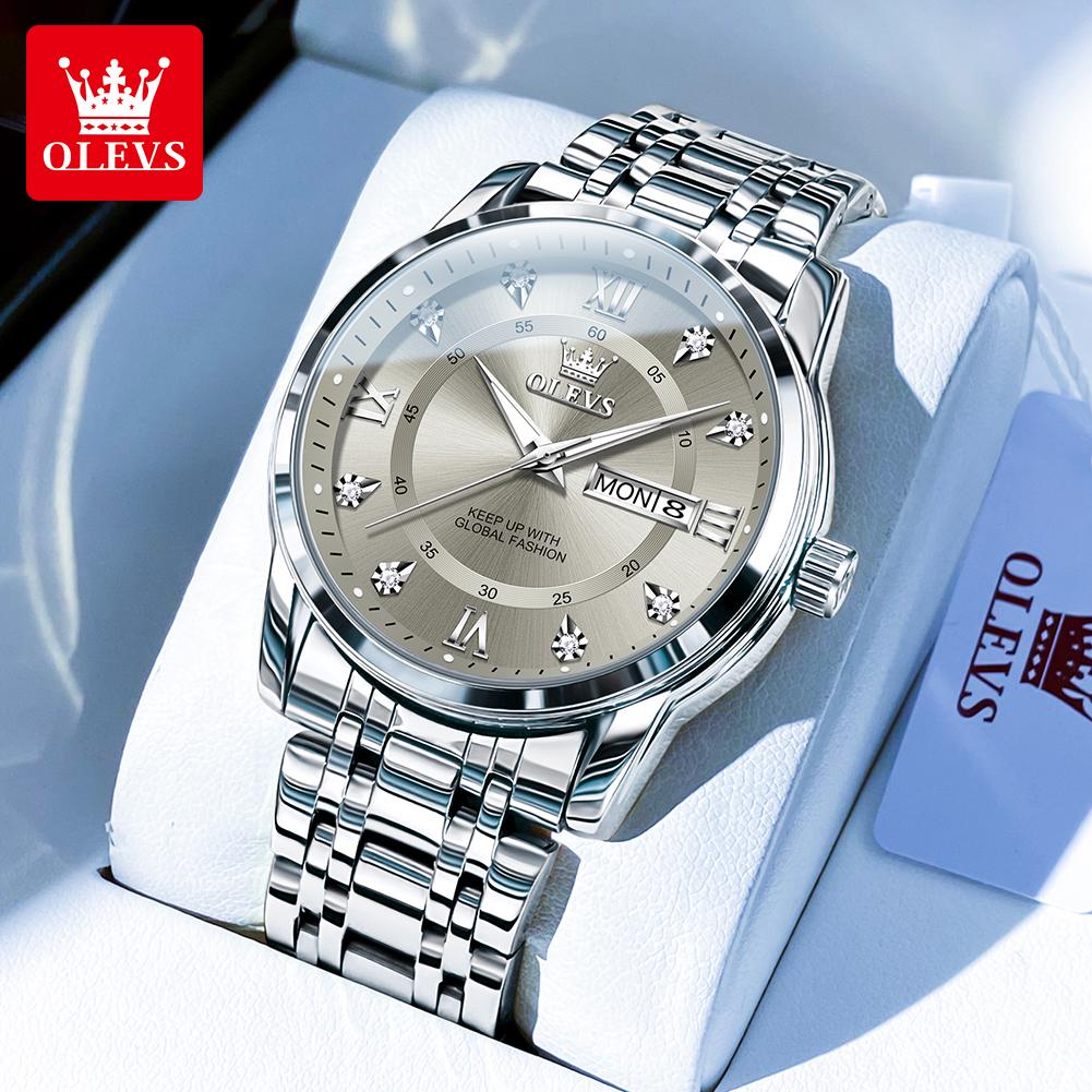 OLEVS Upgrade Perfume Quartz Men's Watches Fashion Waterproof Dual Calendar Luminous Luxury Brand Original Man Wristwatch 5513X