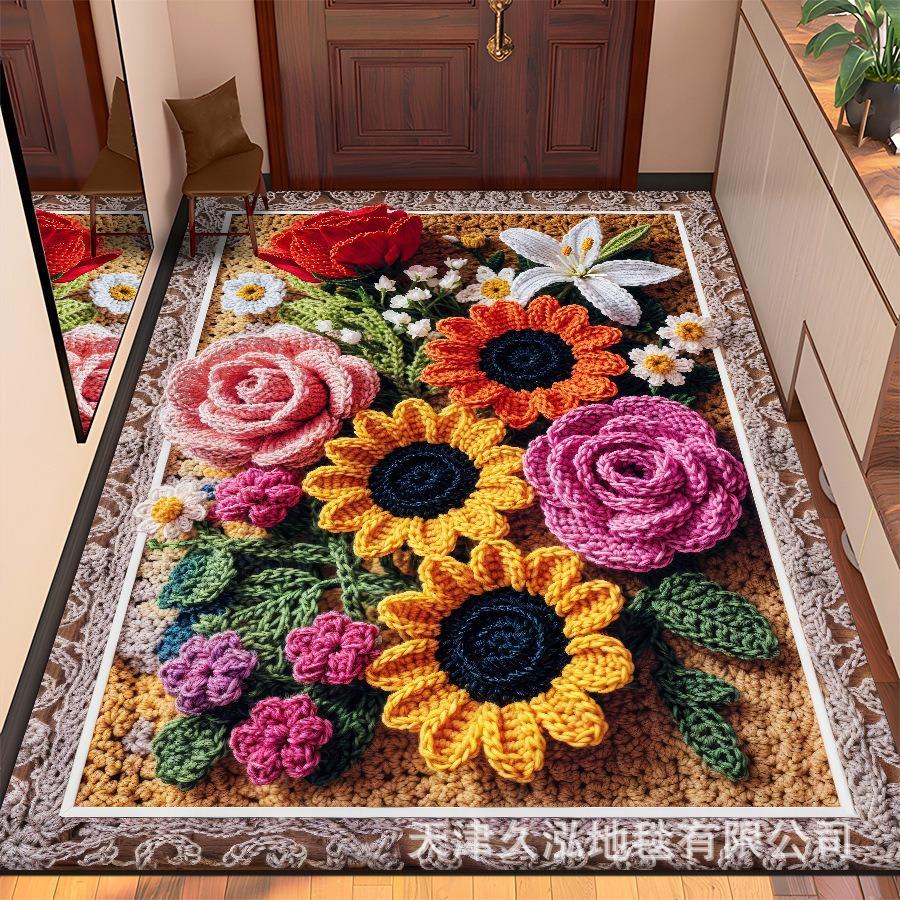 

3D Цветочный ковер Коврик для ванной Нескользящий коврик для пола Входной грязеотталкивающий коврик для пола 60 * 90Cm