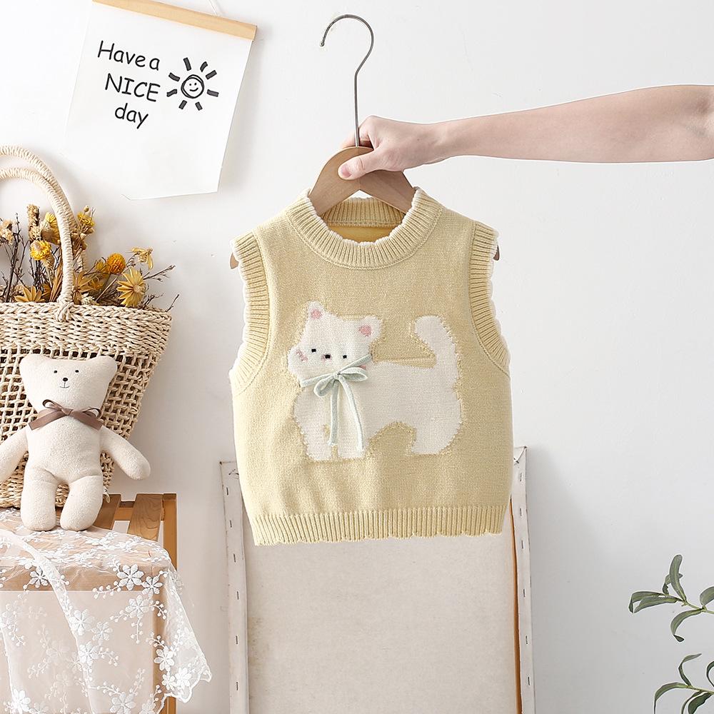 2026 Girls' Knit Vest, Ages 1-5: Princess Cardigan Sweater, Stylish Spring & Autumn Outfit.