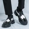 Fashion Casual Men's Leather Shoes Trendy S and Thick Soled Styles Nightclub or Daily Office Work Young Shoes 38-46 Hot Black
