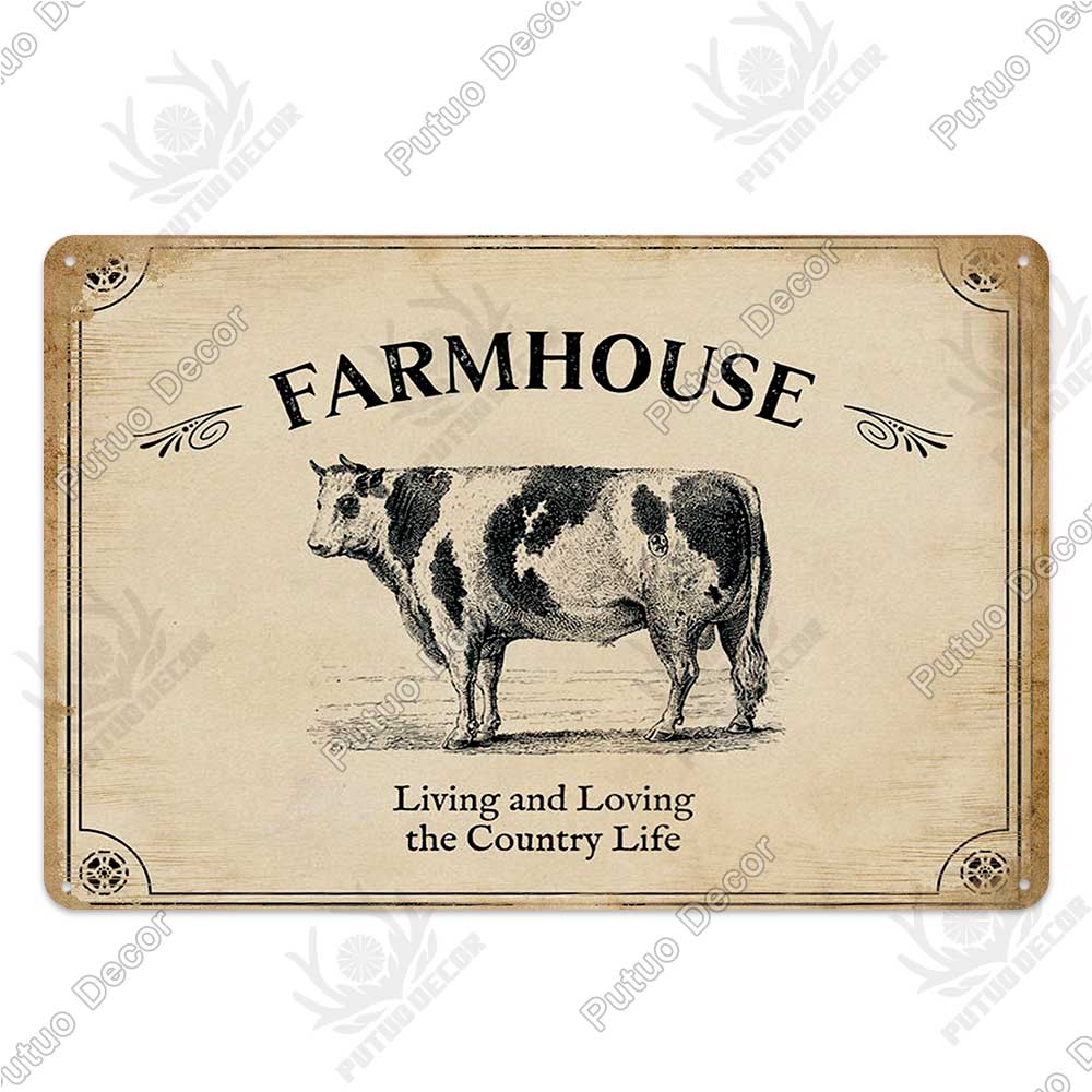 Decor Cow Vintage Tin Sign Retro Metal Sign Decorative Plaque Farm House Shop Garage Wall Decor Cow Posters
