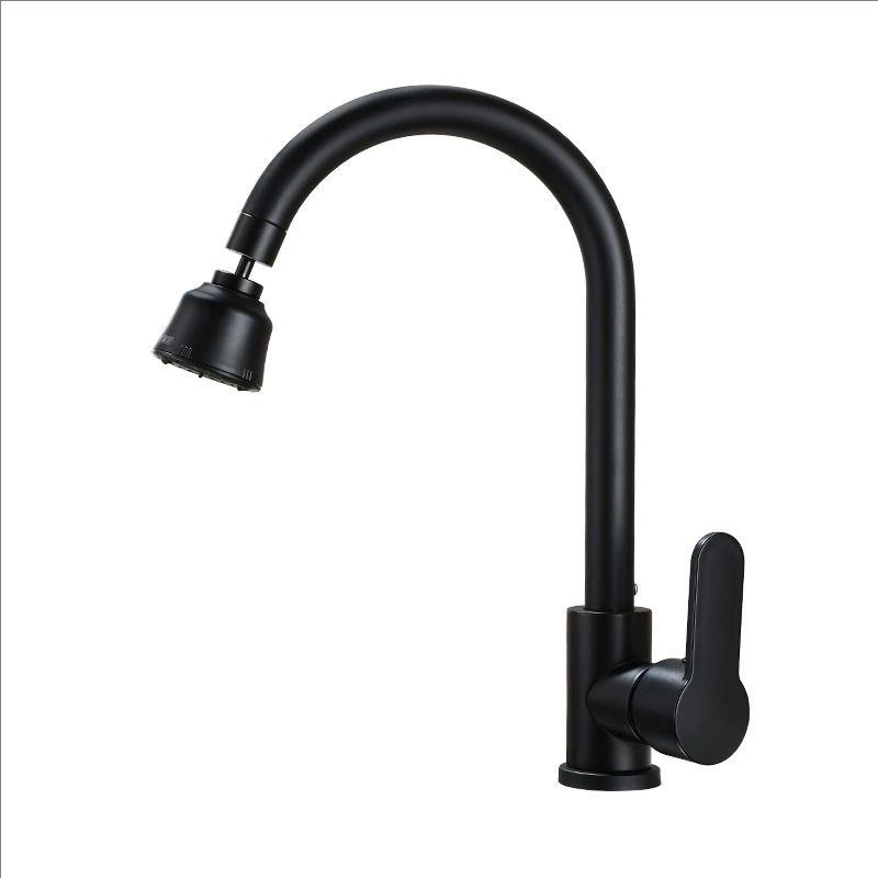 Black Kitchen Faucet Single Handle Hot and Cold Water Kitchen Sink Taps Basin Mixer with 360° rotating Adapter Gray