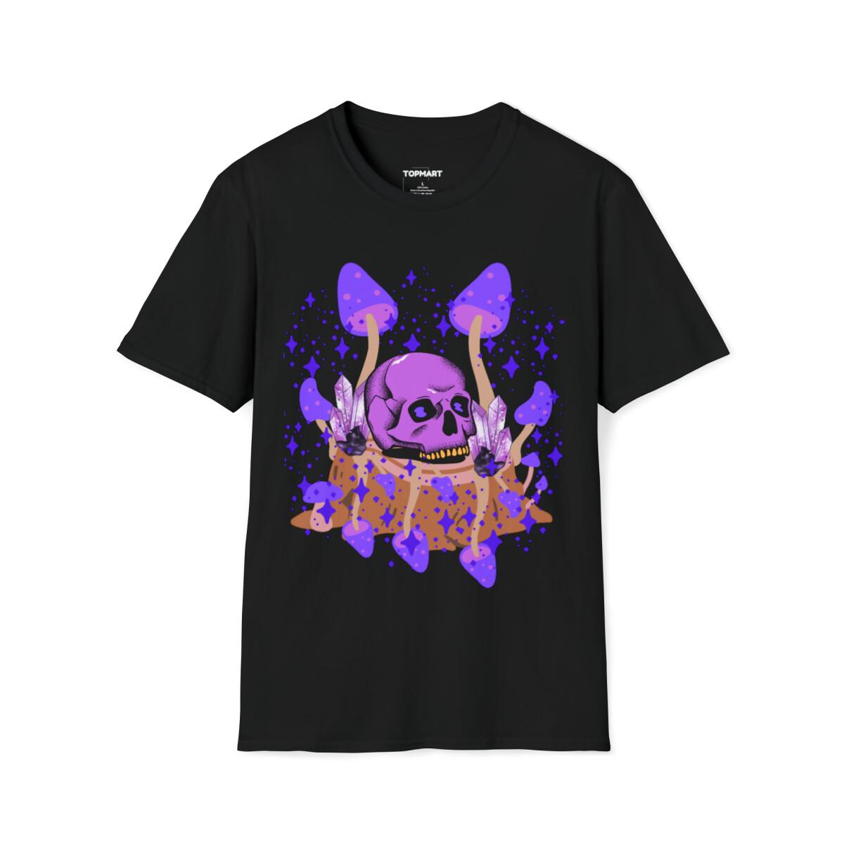 Halloween Spooky Skull and Mushrooms Unisex Softstyle T-Shirt S