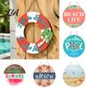 Summer Party Supplies Wooden Swim Ring Hanging Sign for Pool Decoration, Beach Theme Wall Themed Art with Hemp Rope, Double Layer Seaside Decor