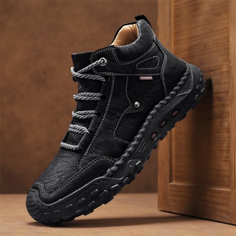 Spring/ Autumn Men's High-top Casual Shoes Handmade Leather Shoes Cowboy Boots for Men