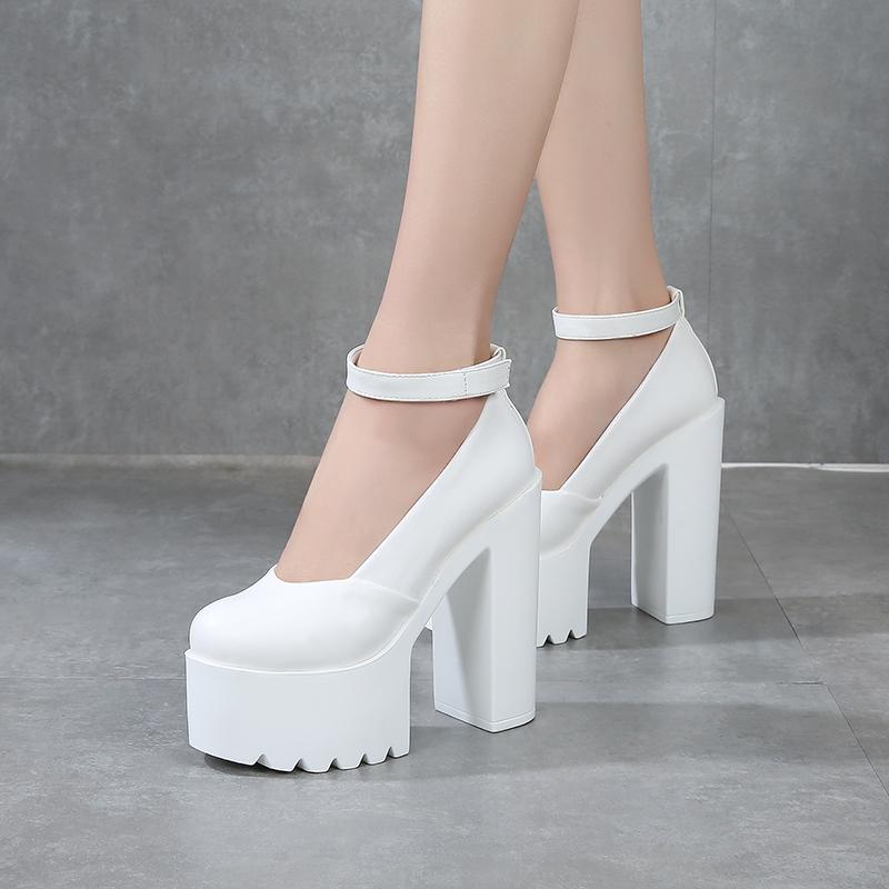 Womens Mary Janes Chunky Goth Platforms Lolita Schoenen - Zwart, Maat 44 EU, Hoge Hakken Met Platform