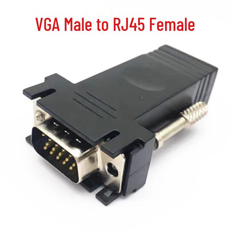 VGA Male to RJ45 Female Network Extender, 15-pin VGA to Ethernet Cable Adapter