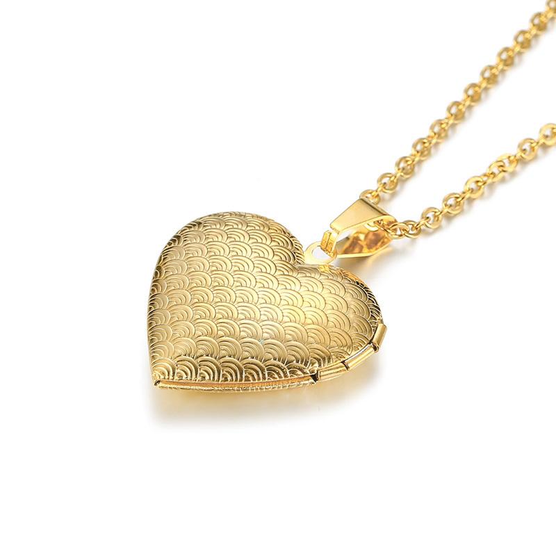 Collane Ciondolo Medaglione Cuore Ovale Floreale Delicato per Donna, Acciaio Inossidabile Cornice Foto Promessa Amore Ricordo Regalo