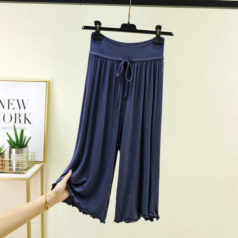 

Modal Frayed Wide-Leg 7/8 Pants: Loose, Slimming, Plus Size, High-Waisted, Maternity, Straight-Leg, with Good Drape. XL