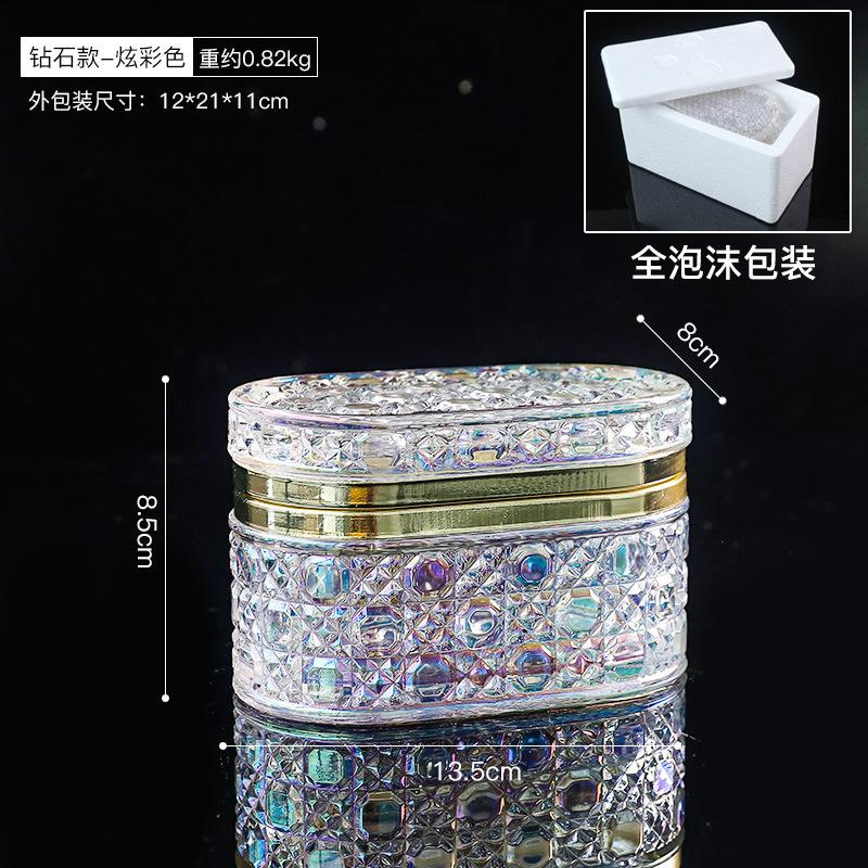 Nordic Minimalist Embossed Glass Jewelry Box Home Decor for Bedroom Dressing Table Desktop Storage Box & Decorative Ornament