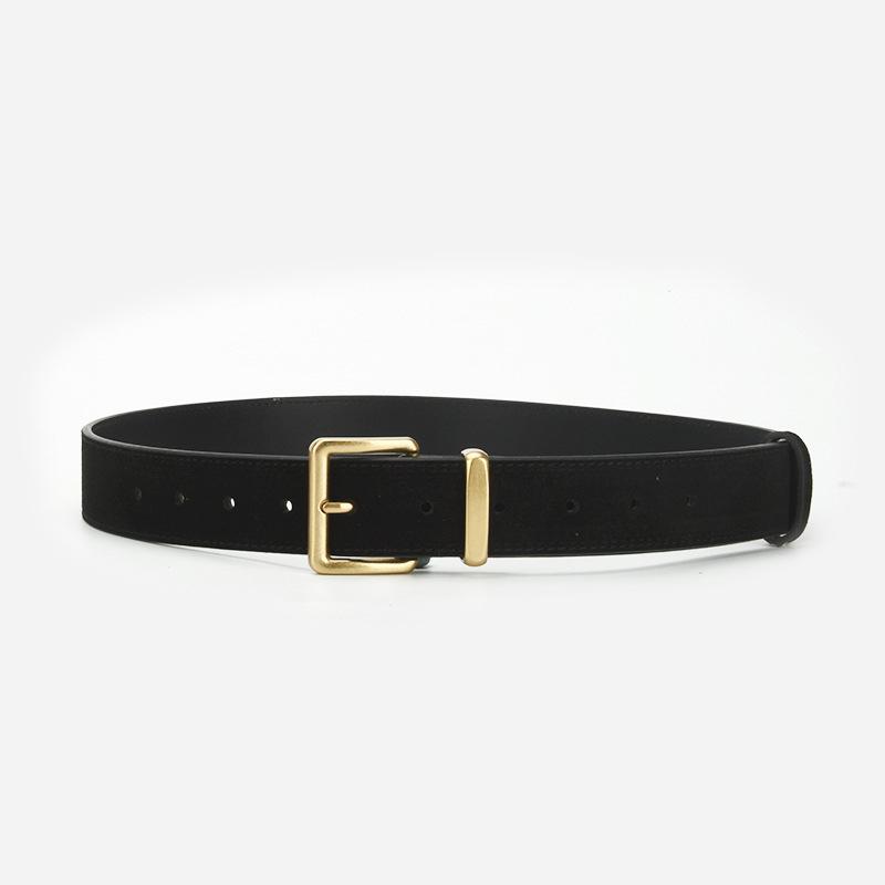 

Suede Belt Women S Suede Texture Belt Simple Two-Layer Cowhide Belt With Jeans 105*3.3cm чёрный
