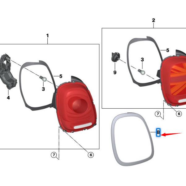 BMW MINI F55/F56 Tail Light Frame Electroplated - 63218495331/63218495332
