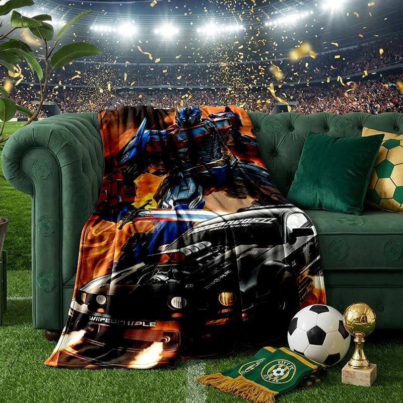 Trans-formers Throws Blanket Flannel Blankets Plush for Couch Bed Gifts for Men Women Travel picnic blanket Christmas fan gifts