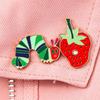 Funny Vegetable Worm Strawberry Drip Oil Brooch – Cartoon Fashion Metal Badge
