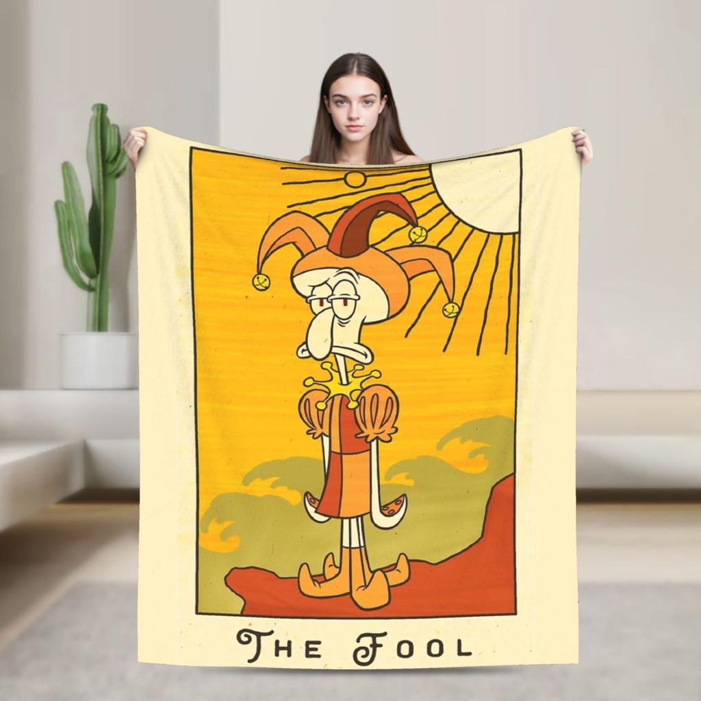 Spongebobed Blanket Flannel Winter Breathable Soft Throw Blankets for Home Travel Bedspread