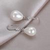 Women's Elegant Pearl Drop Earrings Sparkling Rhinestone Inlaid Hook Earrings for Wedding and Engagement