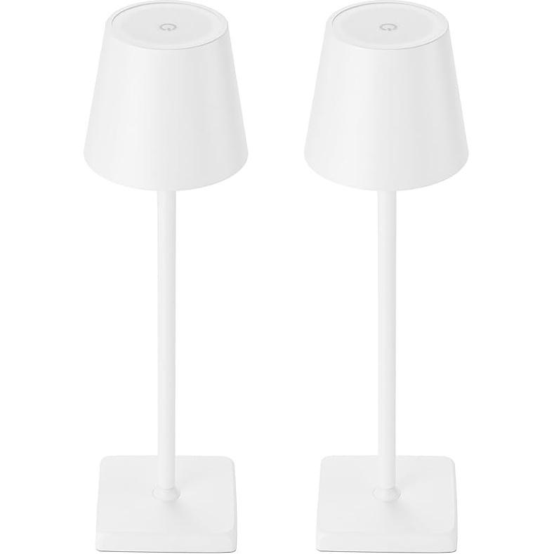 2 Pack Rechargeable Cordless Table Lamps, 5200mAh Battery Touch Table Light, Aluminum Shell Stepless Dimmable Portable LED Desk Lamp for