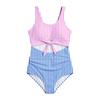 Mädchen Badeanzug Einteiler Cut Out Bindung Vorne Design Vichy Muster Tankini Stil Badebekleidung für Kinder Sommer Strand Pool