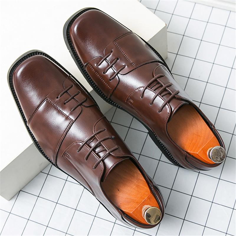 

Мода Новые Мужские Коричневые Остроносые На Шнуровке Лакированная Кожа Дерби Повседневная Обувь Свадебное Платье Выпускной Вечер Обувь Zapatos Hombre 38