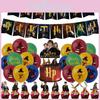 Harry Potter Party Decorations Magic Movie Cake Toppers Spiral Hanging Decor Aluminum Foil Balloons Pull Flags Set