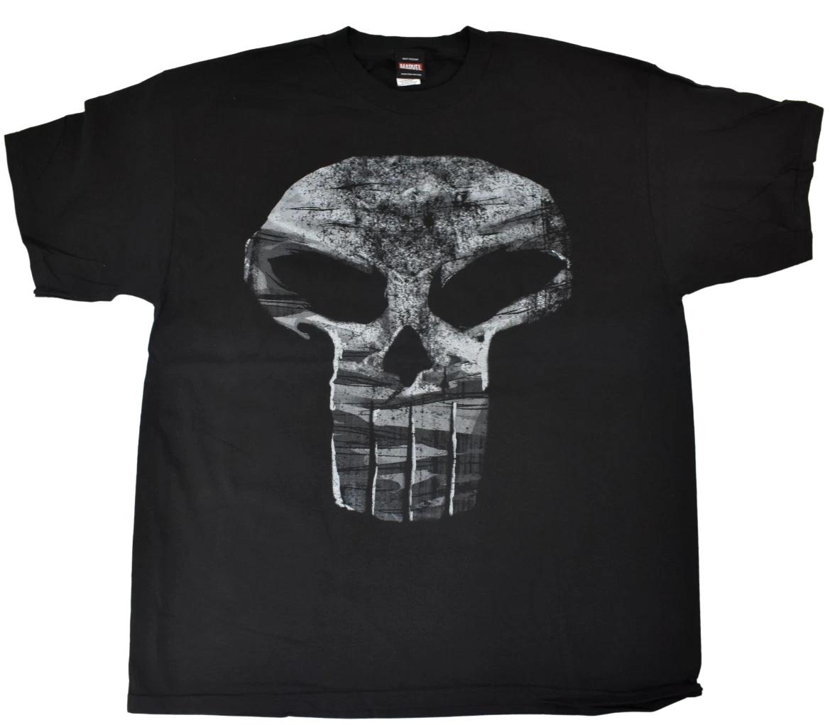 Marvel Mens Punisher Skull Black Shirt New L, XL 4XL