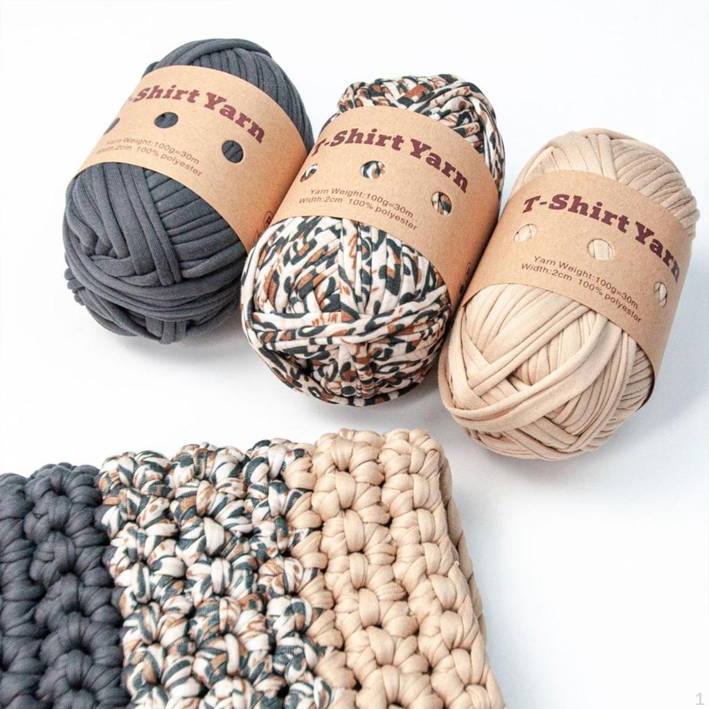 -Pack Knitting Yarn, T-shirt 196 Yards Total Length, Chunky Yarn for Carpets, Handbags,