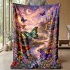Elegant Rose Butterfly Marble Theme Blanket Lightweight Warm Flannel Blanket Decorative Throw Blanket for Home Decoration