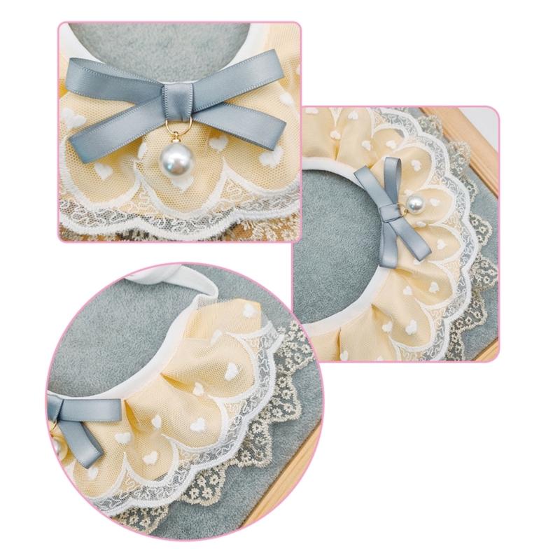 Cats Wedding Costume Princess Wedding Dress Bandana Collar with Delicate Lace Trim Ribbon Bowknot for Cats Only