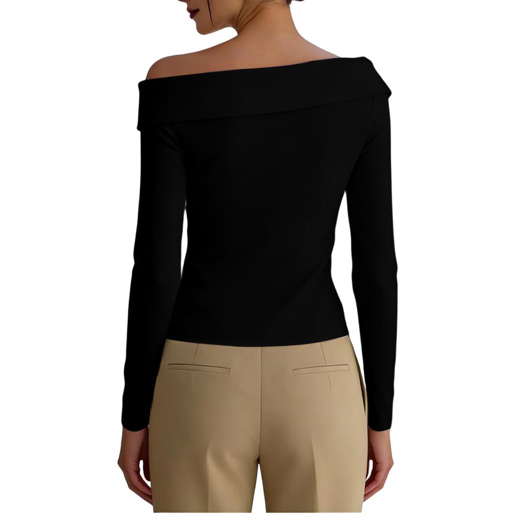 Women's -color Casual And Versatile One-shoulder Stylish Shirt Top