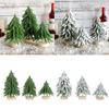 Mini Artificial Christmas Tree Frosted Bottle Brush Christmas Tree with Wood Base Pine Tree for Christmas Home Table Top Decor