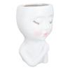 Face Flower Pot Eyes Closing Girl High Density Resin Drainage Hole Multi Purpose Head Planter Pot for Office Garden