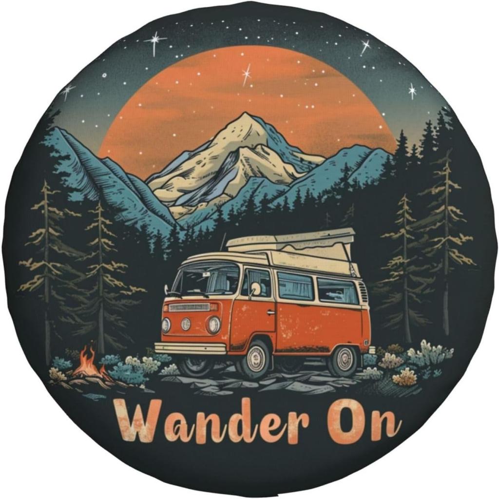 1pc Happy Camping Wheel Cover, Spare Tire Cover, Used For Trailer, RV, SUV, Truck Camping Travel, Universal Wheel Cover