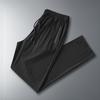 Men's Summer Ice Silk Quick-Dry Casual Pants - Plus Size, Tapered, Small Leg, Zipper Pockets.