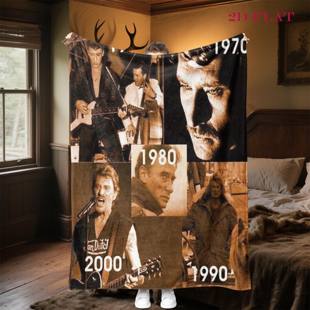 Johnny Hallyday: Life Death blanket blanket Soft and comfortable bedroom Nap Blanket Digital printing