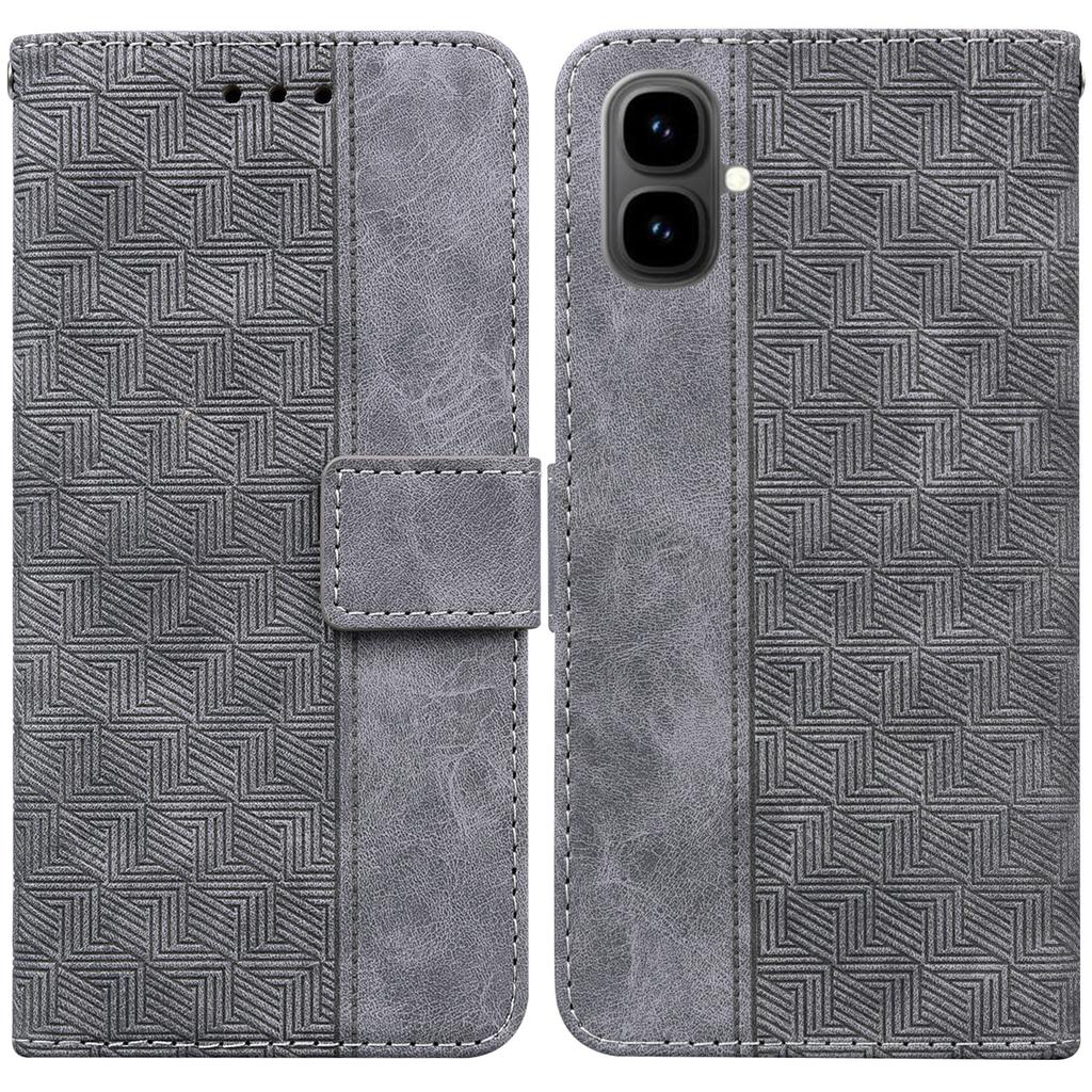 For Infinix Smart 10 Case Geometry Pattern Leather Wallet Phone Cover with Wrist Strap