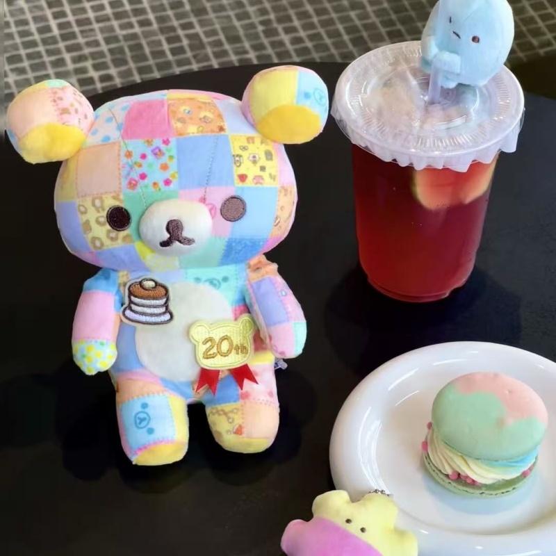 20CM Cartoon Rilakkuma Plush Doll Toys 20th Anniversary Patchwork Relax Bear Stuffed Dolls Animals Bear Plushies Doll Girl Gifts