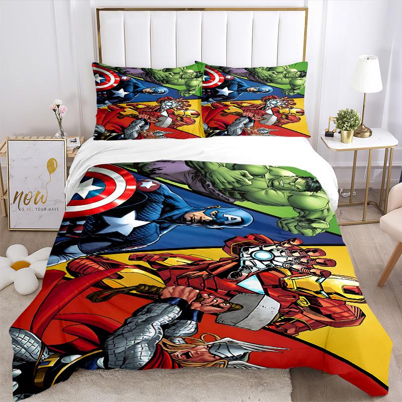 Avengers Heroes United Print 3Pcs Bedding Setduvet Cover With 2 Bedropillowcase Home Birthday Gift