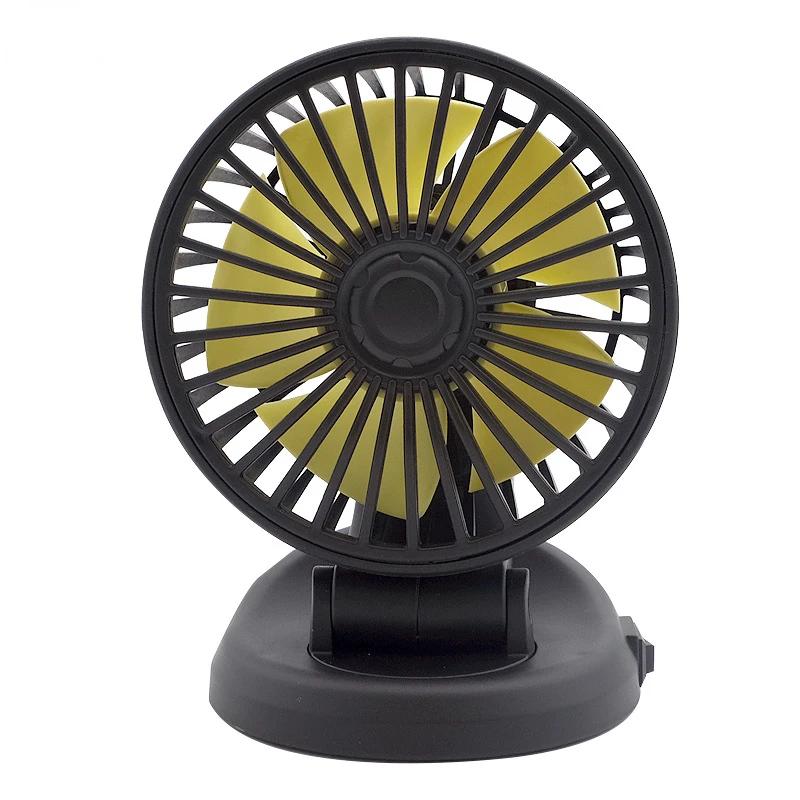 360° Mini Car Fan Adjustable Head Cooling Air Fan ABS Black Auto Single Head Fan USB Universal Car Fan Suction Cup