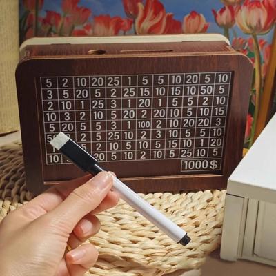 Wooden Money Box with Counter Marker Pen 1000/3000/10000 USD Piggy Bank Coin Cash Container Kids Adults Money Saving Challenge Case Jar