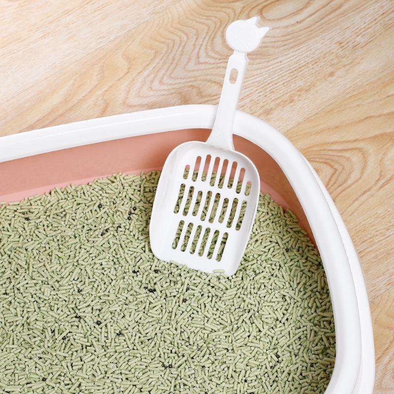 Semi-Enclosed Oval Cat Litter Box with High Sides & Scoop, Anti-Splash Design 