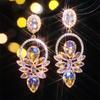 Orecchini di alta qualità con strass in vetro colorato, temperamento femminile, orecchini esagerati, orecchini da donna, 1 paio