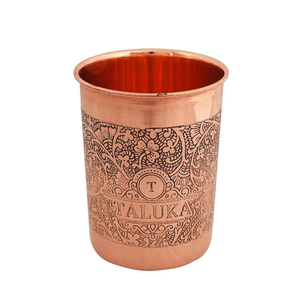 Handmade Copper Etching Embossed Jug & Glass Set 1500 ML Jug with 2 Copper Glass Pitcher for Storage Water & Serving Ware Set of 3