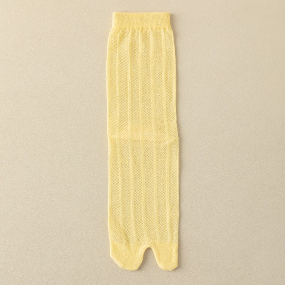 Simple Two Toe Socks Breathable Split Toe Tube Socks Solid Color Mid-calf Mesh Socks Summer